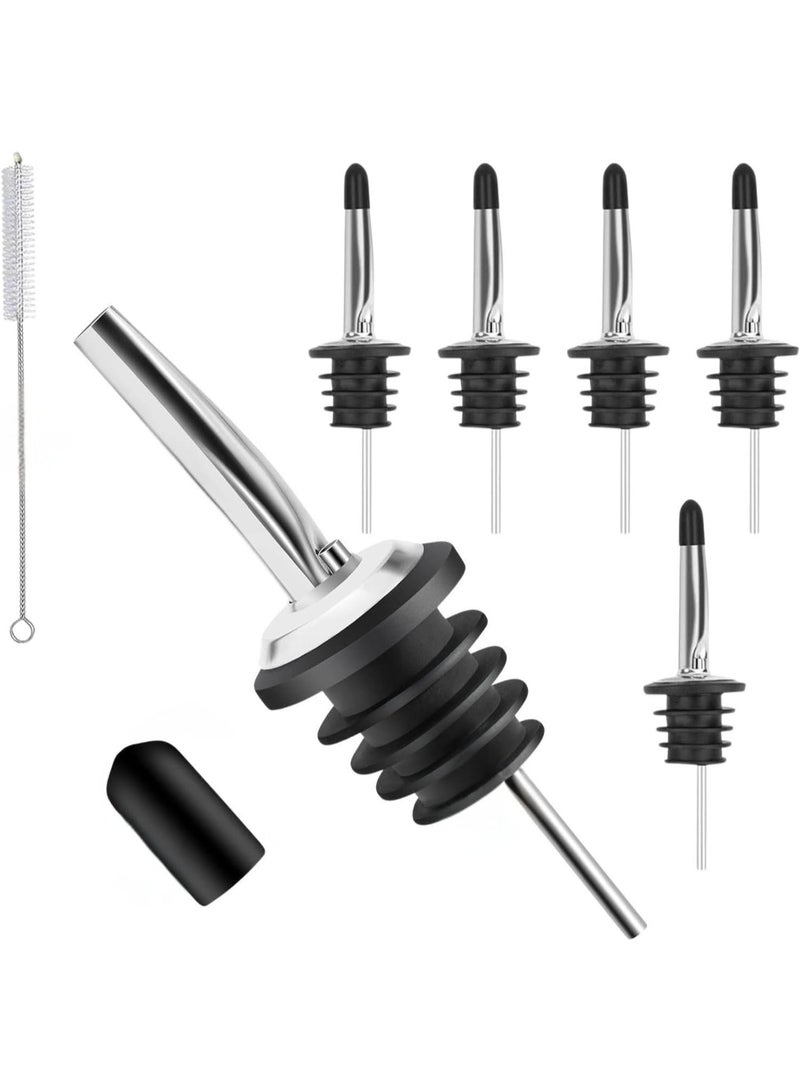 هوم زون عبوة من 6 قطع، فوهة سكب الزيت مع اغطية مطاطية للغبار، فوهة صب الخمور من الستانلس ستيل، سكب سريع لزيت الزيتون والخل - Image 1